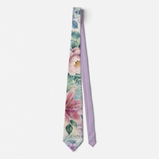 Cravate Motif de libellule florale à l'aquarelle (Devant)