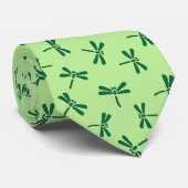 Cravate Motif de libellule japonaise, vert jade clair (Roulé)