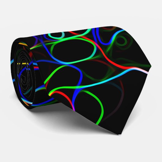 Cravate Motif de ligne courbe multicolore Neon -COOL (Roulé)