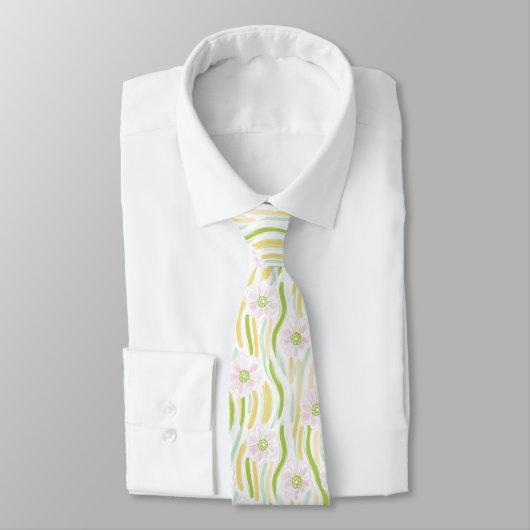 Cravate Motif de ligne florale abstraite moderne (4) (Attaché)