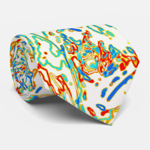 Cravate Motif de ligne incurvée néon multicolore -COOL