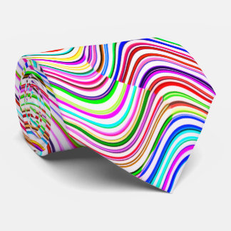 Cravate Motif de ligne incurvée néon multicolore -COOL