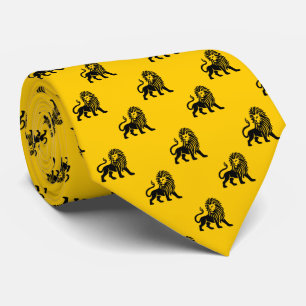 Cravate Motif de Lion - Noir sur Ambre