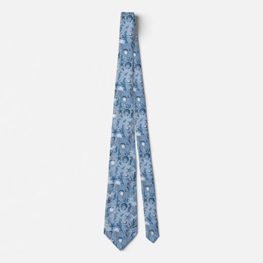 Cravate Motif de l'océan bleu côtier (Devant)