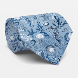 Cravate Motif de l'océan bleu côtier
