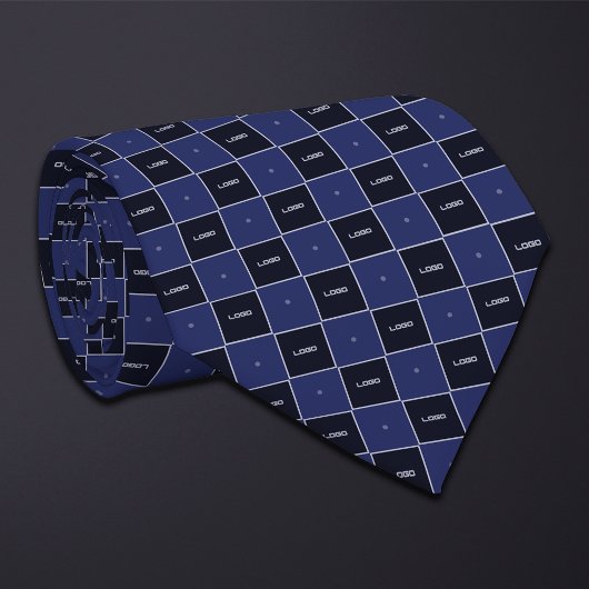 Cravate Motif de logo à damier bleu
