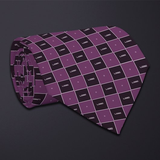 Cravate Motif de logo à damier violet