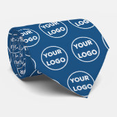 Cravate Motif de logo professionnel personnalisé sur bleu (Roulé)