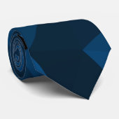 Cravate Motif de maillage géométrique bleu foncé et noir (Roulé)