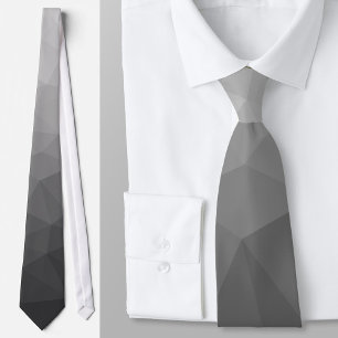 Cravate Motif de maille géométrique à dégradé gris clair