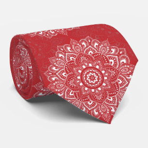 Cravate Motif de mandala indien spirituel rouge