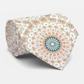 Cravate Motif de mandala moderne orange et vert (Roulé)