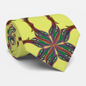 Cravate Motif de mandala psychédélique moderne jaune (Roulé)