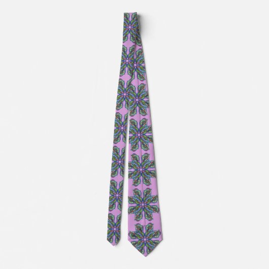 Cravate Motif de mandala psychédélique moderne violet (Dos)