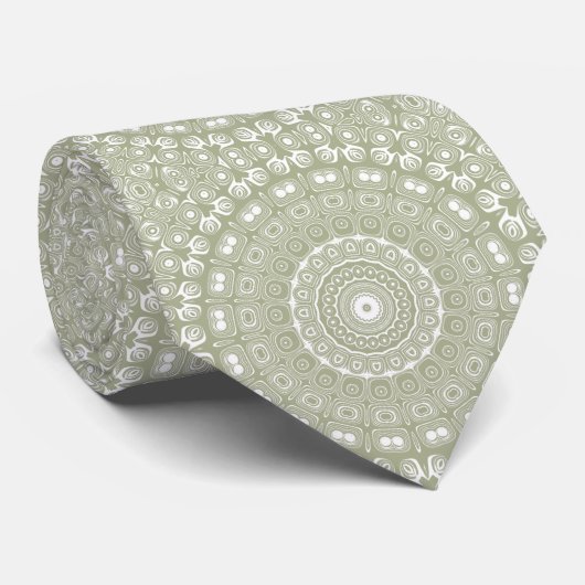 Cravate Motif de mandala Sage Green (Roulé)