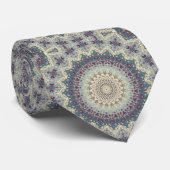 Cravate Motif de mandala sarcelle et crème (Roulé)
