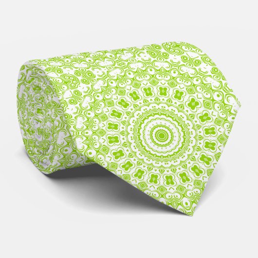 Cravate Motif de mandala vert chartreuse (Roulé)