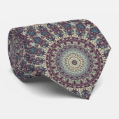 Cravate Motif de mandala violet sarcelle et crème (Roulé)