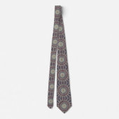 Cravate Motif de mandala violet sarcelle et crème (Dos)
