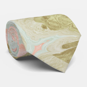 Cravate Motif de marbre doux en spirale Menthe, Corail et 