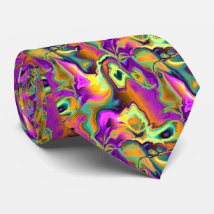 Cravate Motif de marbre fractal chic rétro coloré