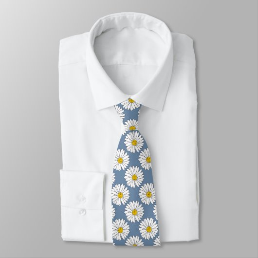 Cravate Motif de marguerite bleu jaune (Attaché)