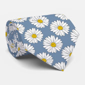 Cravate Motif de marguerite bleu jaune (Roulé)