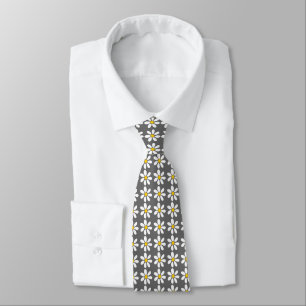 Cravate Motif de marguerite jaune et blanc