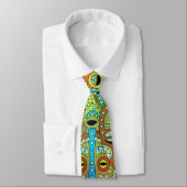 Cravate Motif de masque tribal translucide avec de l'or (Attaché)