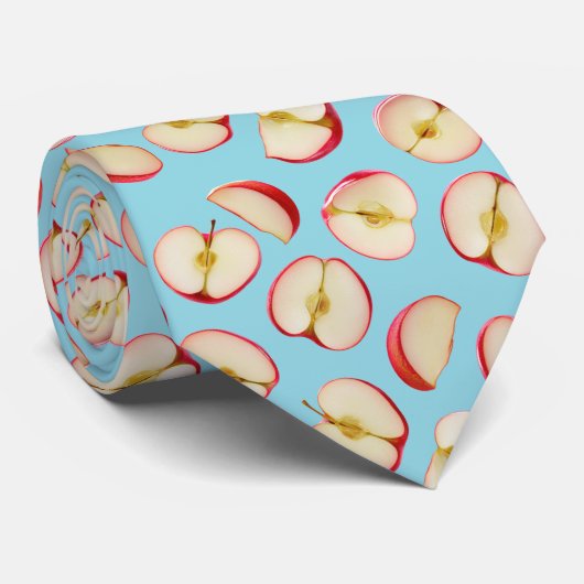 Cravate Motif de moitiés de pommes rouges (Roulé)