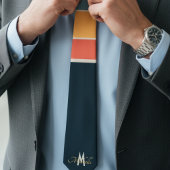 Cravate Motif de monogramme à rayures roses et bleues mari