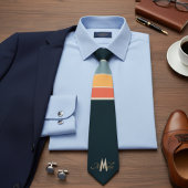 Cravate Motif de monogramme à rayures roses et bleues mari