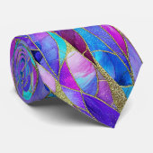 Cravate Motif de mosaïque de verre teinté violet et bleu (Roulé)