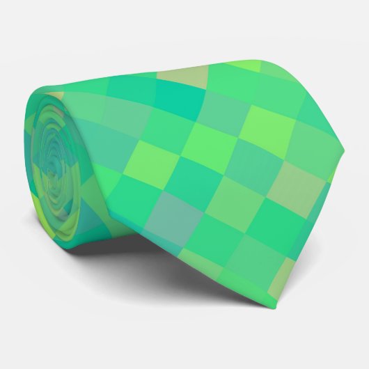 Cravate Motif de mosaïque élégante et tendance verte/jaune (Roulé)