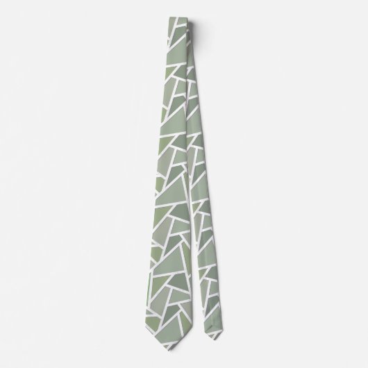 Cravate Motif de mosaïque vert olive (Devant)