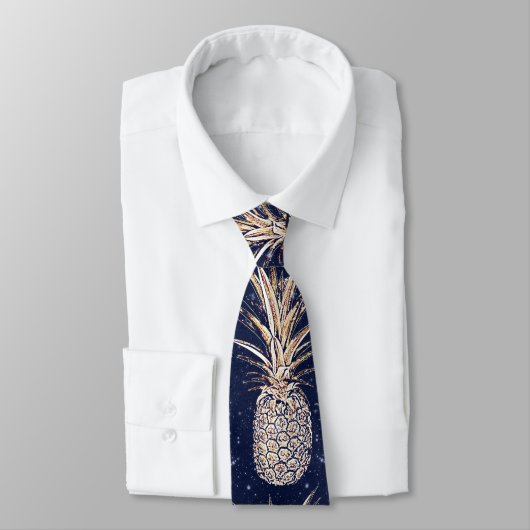 Cravate Motif de nébuleuse aux ananas dorés (Attaché)