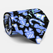 Cravate Motif de Noël 07.nbg Black BG (Roulé)