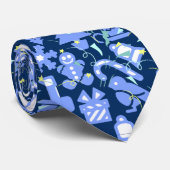 Cravate Motif de Noël 07.nbg D Bleu BG (Roulé)