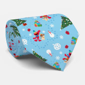 Cravate Motif de Noël bleu Elmo & Tango (Roulé)