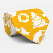 Cravate Motif de Noël jaune (Roulé)