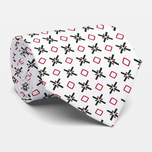 Cravate Motif de Noël Rouge Blanc et Vert (Roulé)