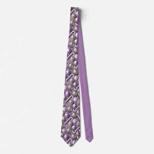 Cravate Motif de Noël vert violet #12 ID1009 (Devant)