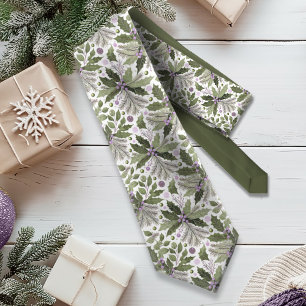 Cravate Motif de Noël vert violet #17 ID1009