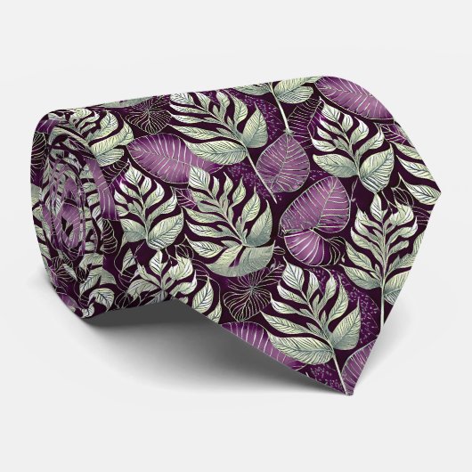 Cravate Motif de Noël vert violet #29 ID1009 (Roulé)