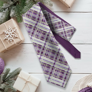 Cravate Motif de Noël vert violet #2 ID1009