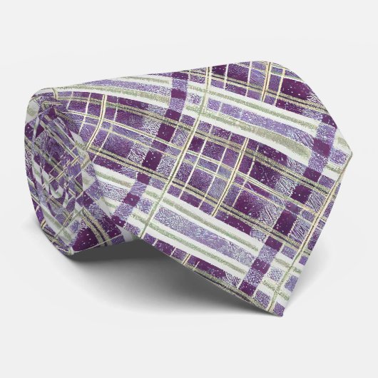 Cravate Motif de Noël vert violet #2 ID1009 (Roulé)