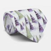 Cravate Motif de Noël vert violet #8 ID1009 (Roulé)