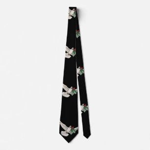 Cravate Motif de Noël vintage, Colombe blanche pour la pai