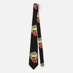 Cravate Motif de Noël vintage, Joyeux Noël dans la couronn