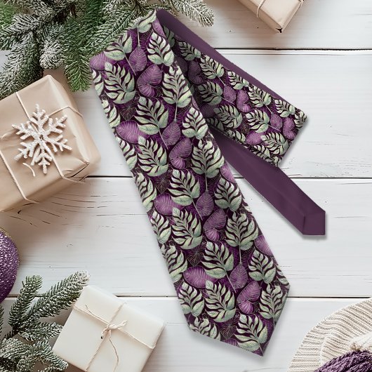 Cravate Motif de Noël Violet Vert #29 ID1009